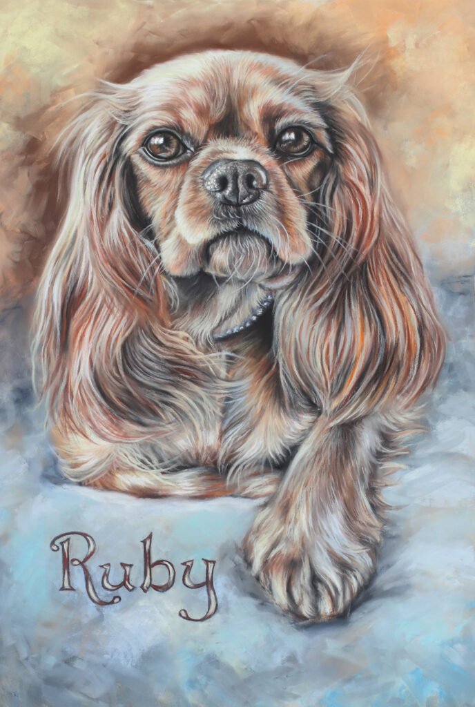 Cavalier King Charles Spaniel Portrait painting - Ruby