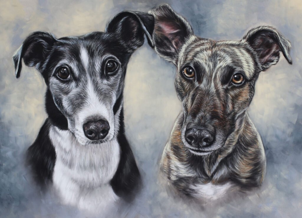 Lurchers custom painting by the pet artist Irisha
