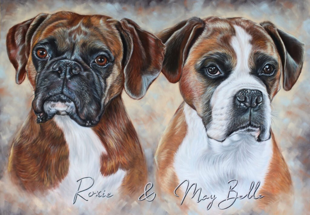 German boxers custom portrait painting uk