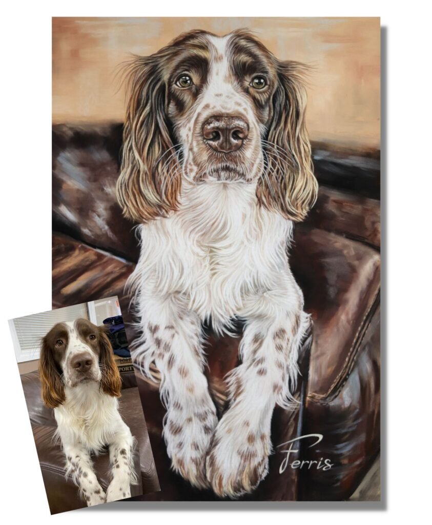 custom dog portrait springer spaniel