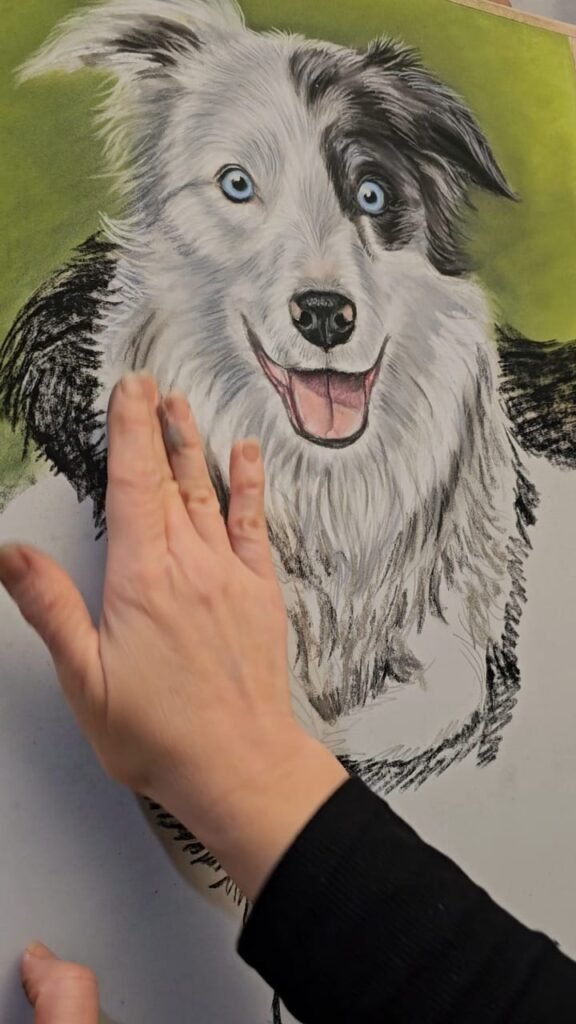 commission dog painting creating process