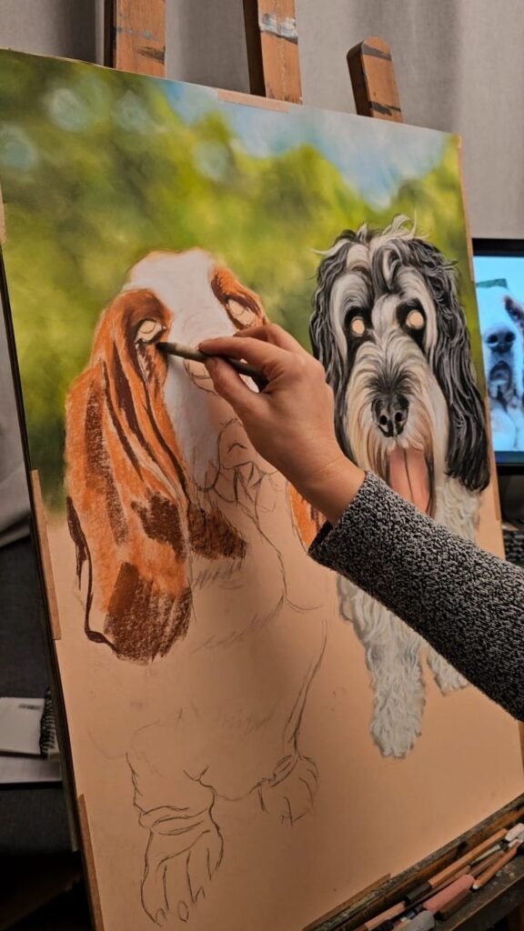 process of creating custom dog portraits from photo